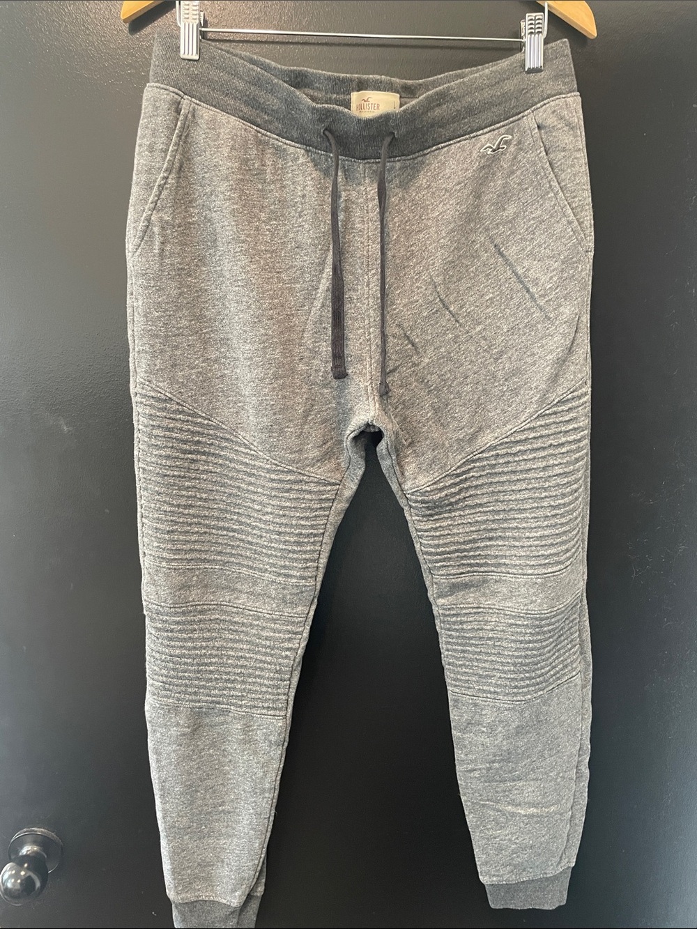 Hollister Men's Gray Ribbed Knee Joggers